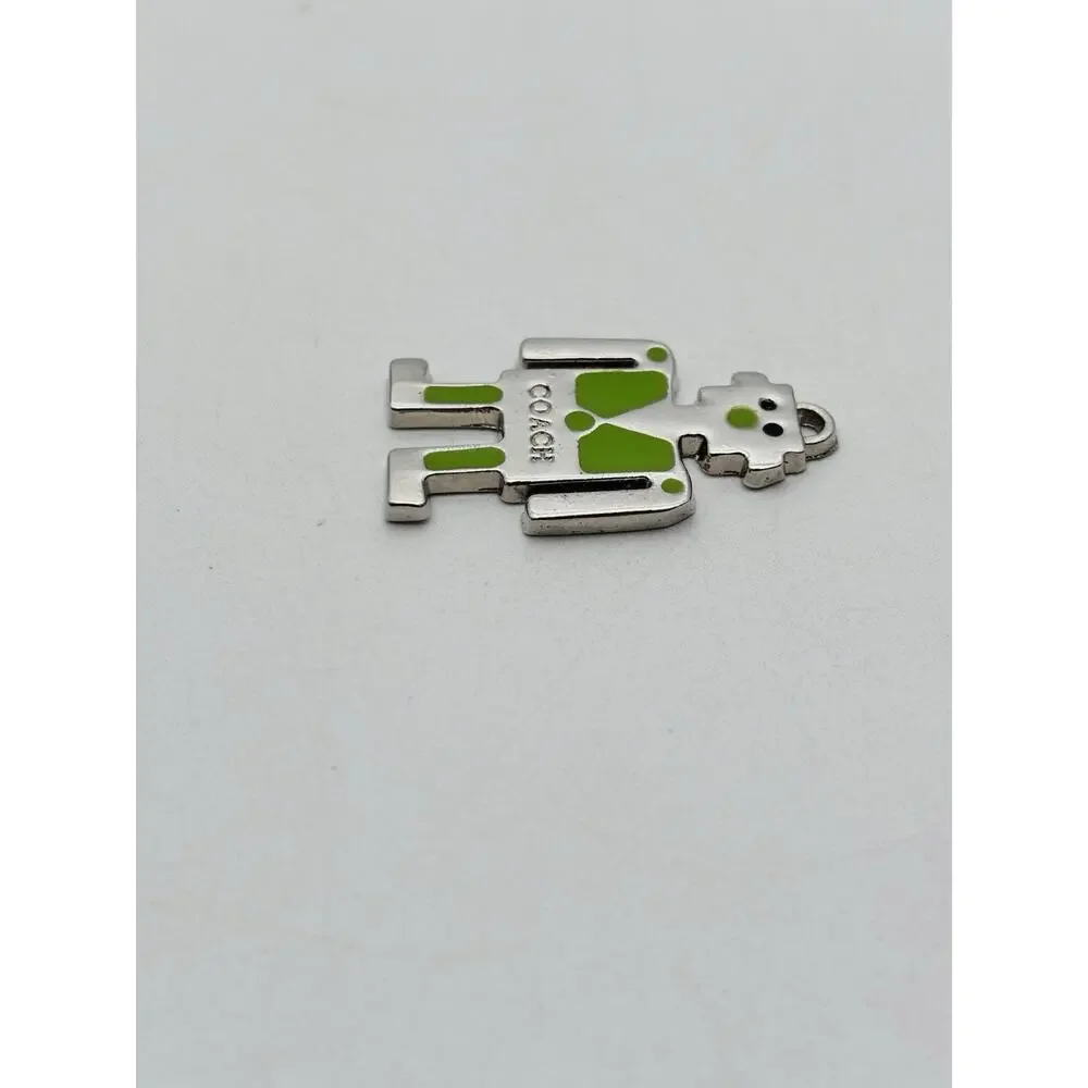 COACH Robot Keychain Silver And Green Metal Charm For Coach Purse Or Bag